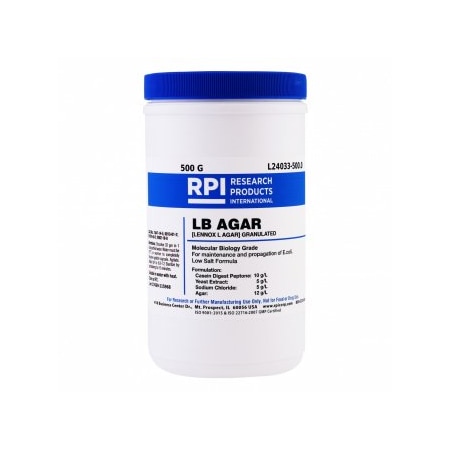 Rpi LB Agar, Low Salt Formula, Granulated, 500 G L24033-500.0